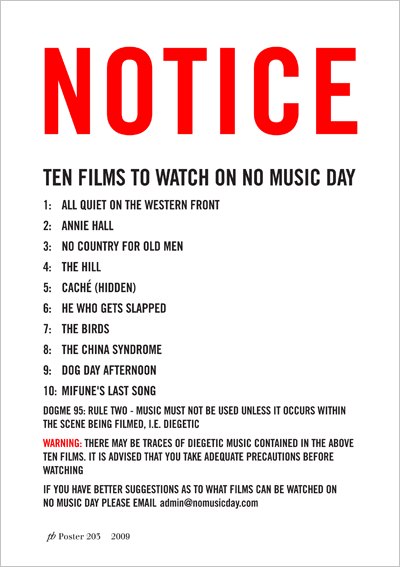 Ten Films to Watch on NO MUSIC DAY