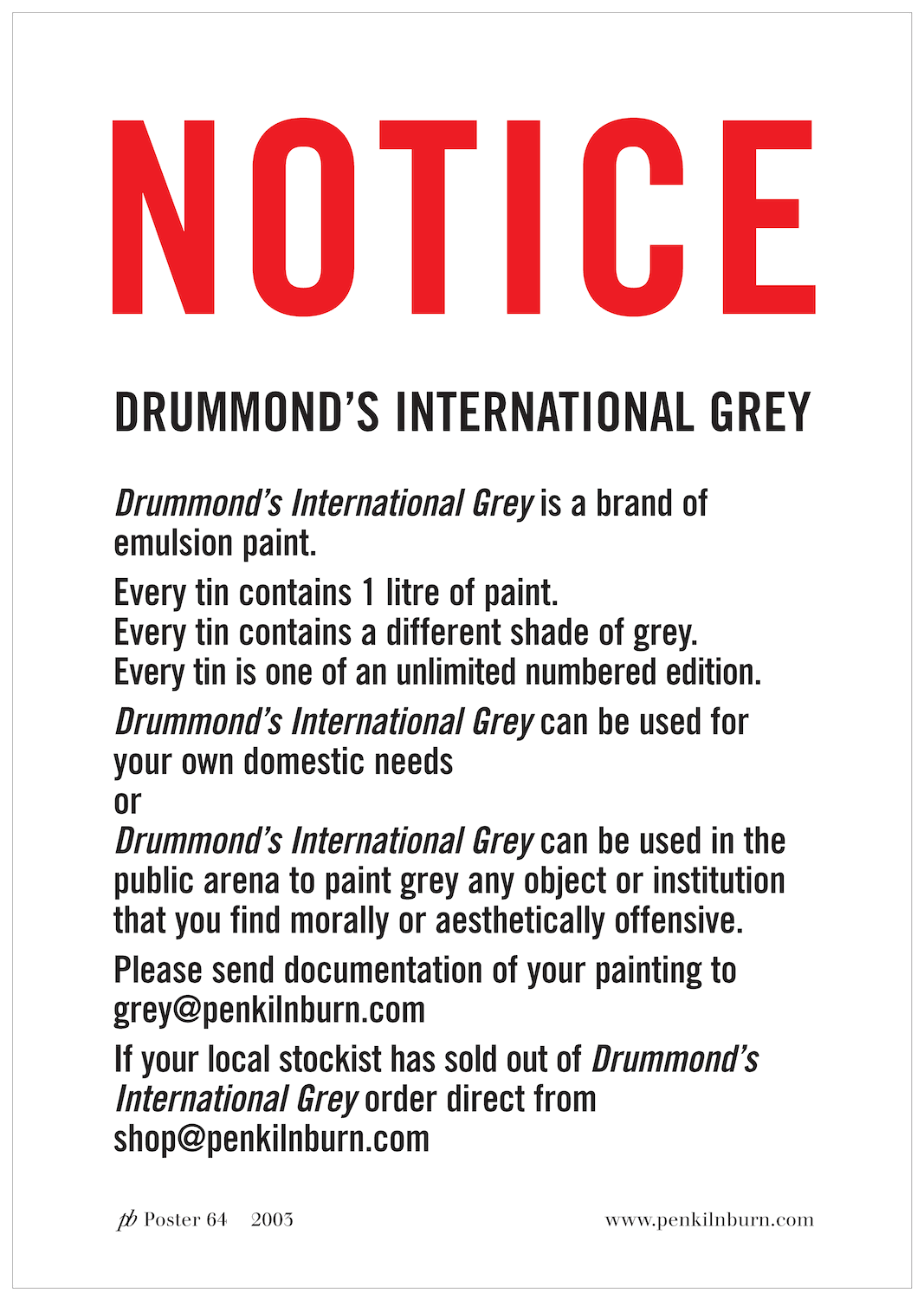 NOTICEDRUMMOND’S INTERNATIONAL GREY  - 2003