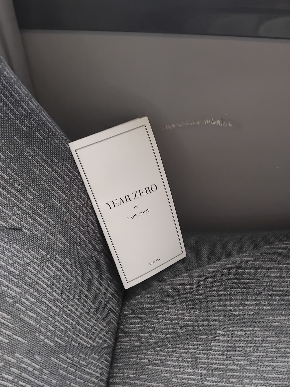pamphlet on bus seat