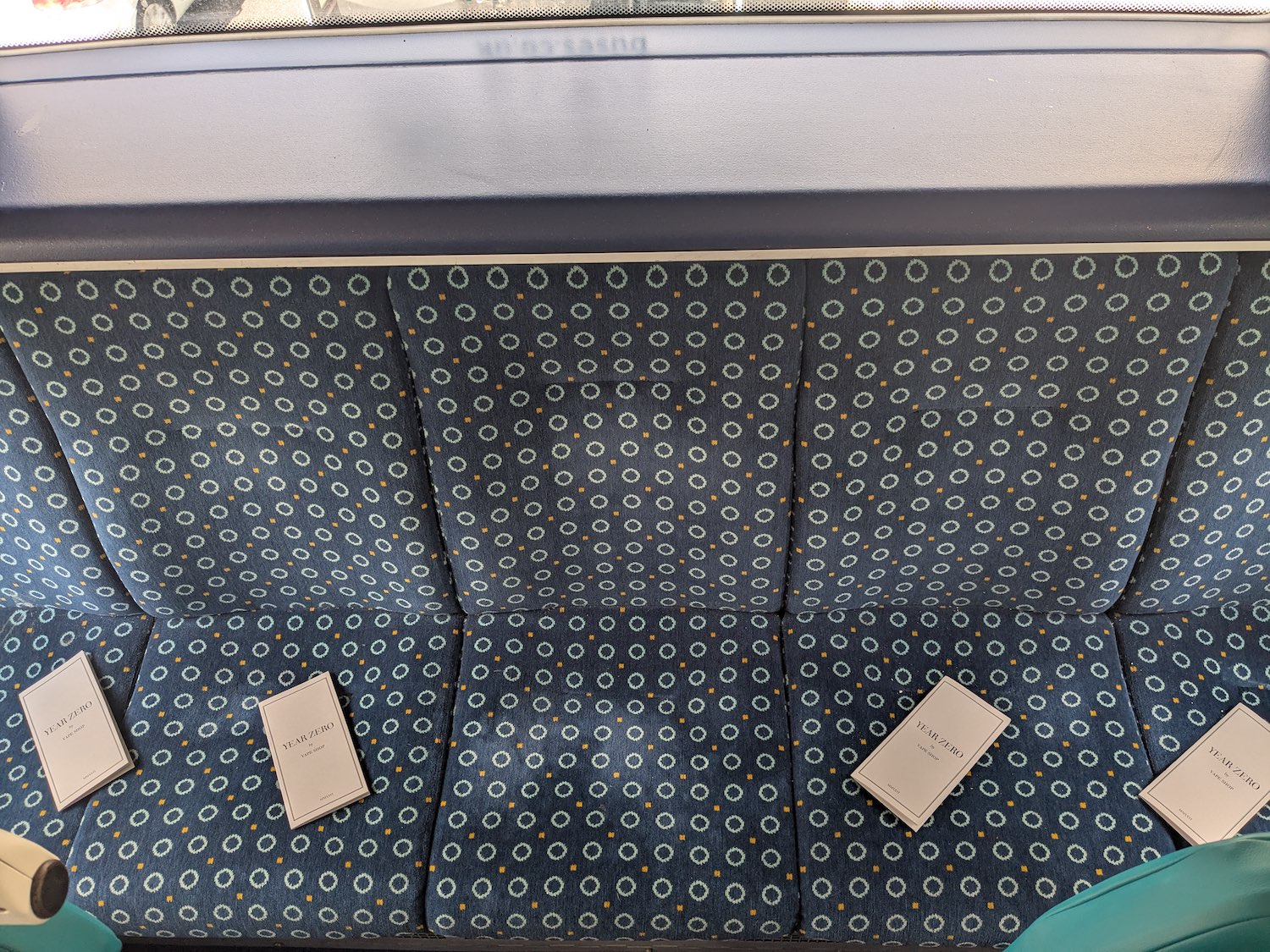 pamphlet on bus seat