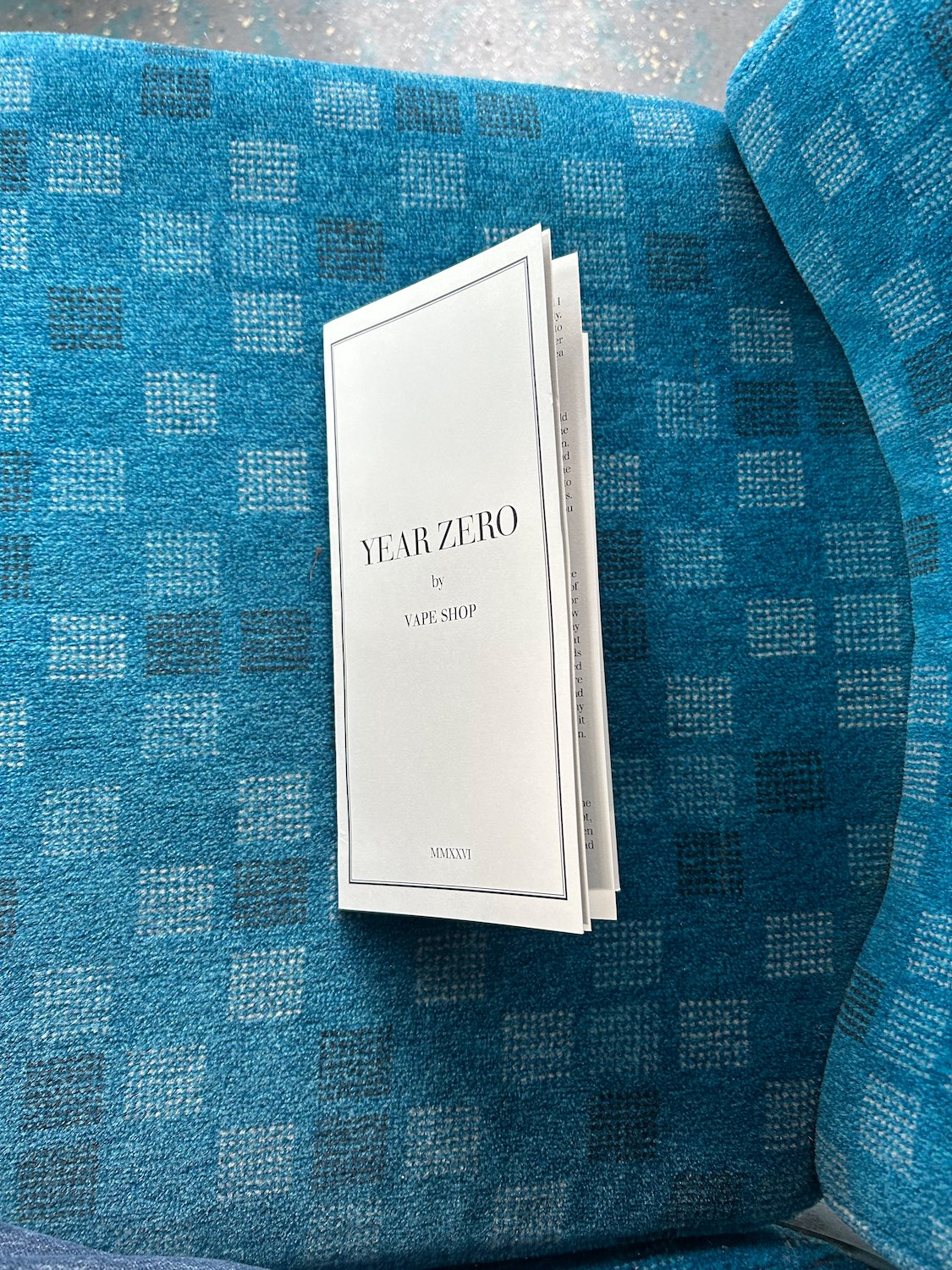 Pamphlett on bus seat