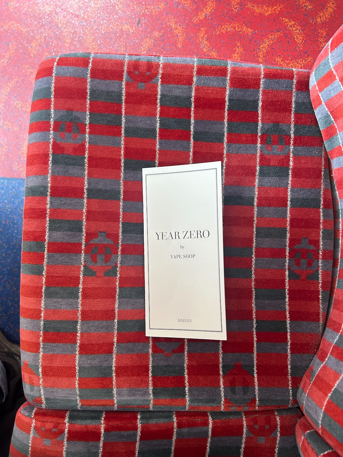 Pamphlett on bus seat