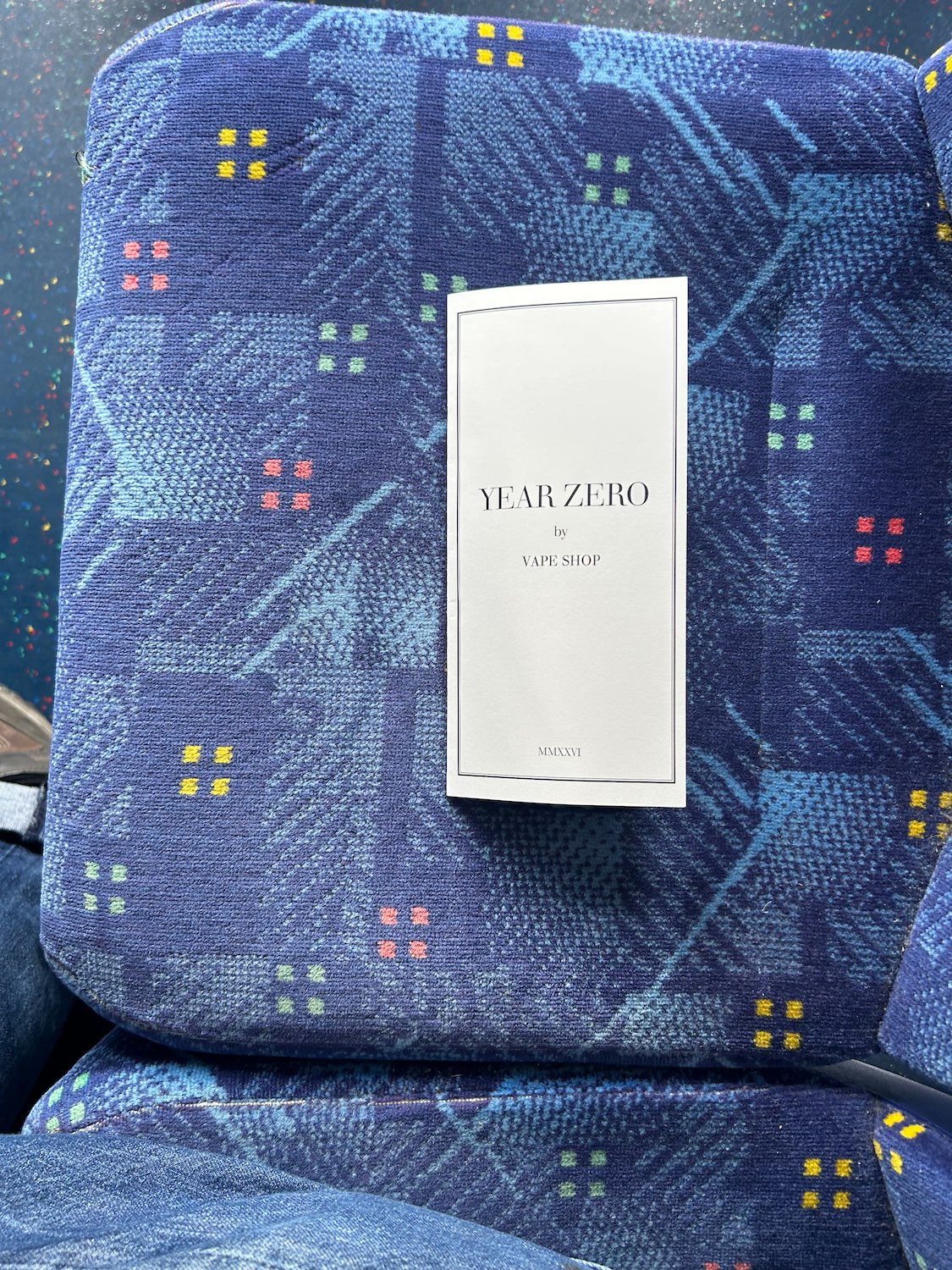 Pamphlett on bus seat