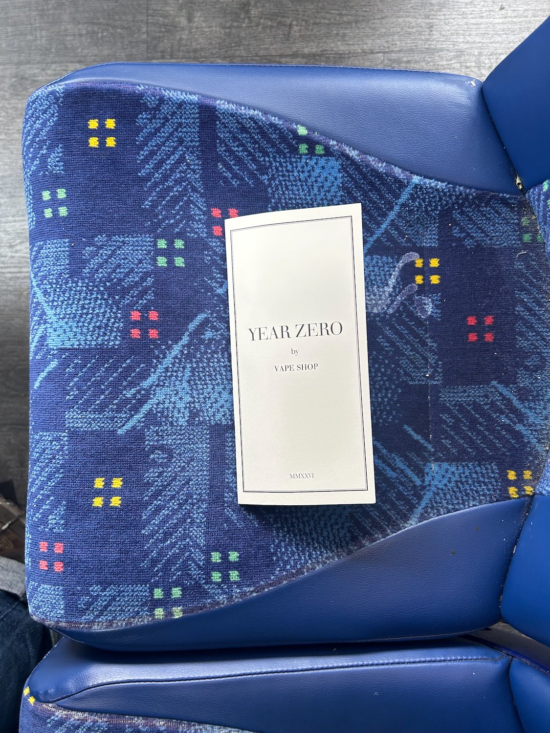 Pamphlett on bus seat