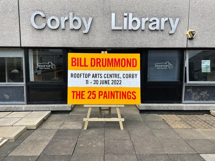Painting in front of Corby Library